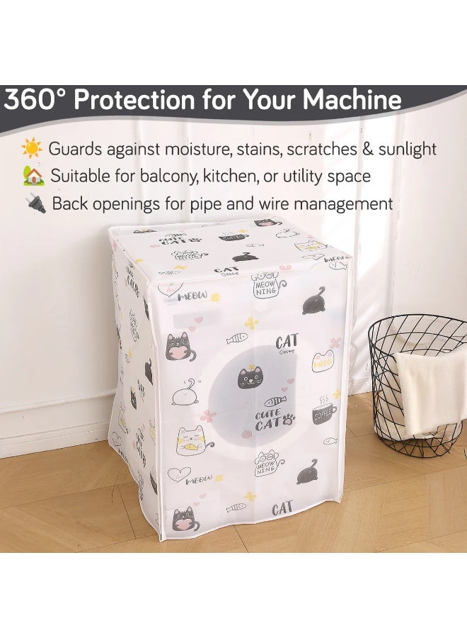 KITCHENOO Waterproof Front Load / Top Load Washing Machine Cover | PEVA Dustproof Protective Cover for 6kg, 6.5kg, 7kg & 7.5kg Fully Automatic Machines, Geometric Abstract - Image 3